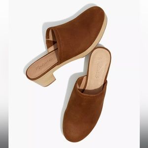 Madewell The Ruby Clog in Suede, Soft Leather Wooden Heels Mules/Clogs-Size 9.5